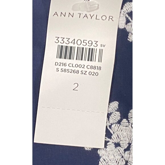 Ann Taylor Floral tiered heavily Embroidered Navy Blue Midi Dress Size 2 NWT - Picture 8 of 12